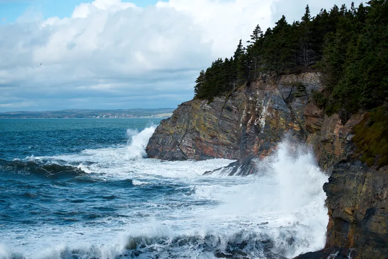 Waves crashing at Gaff Point, Nova Scotia, Canada
