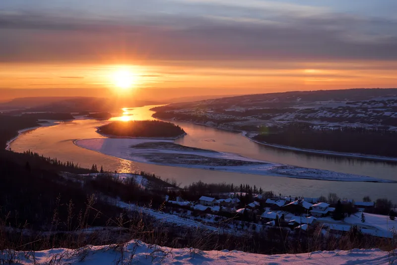 Sunset over the Peace River, Alberta, Canada